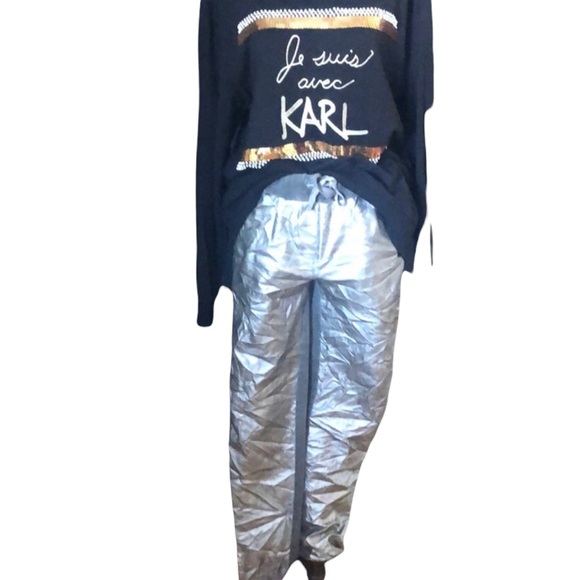 ETERNELLE gold metallic jogger pants one size - Picture 4 of 13